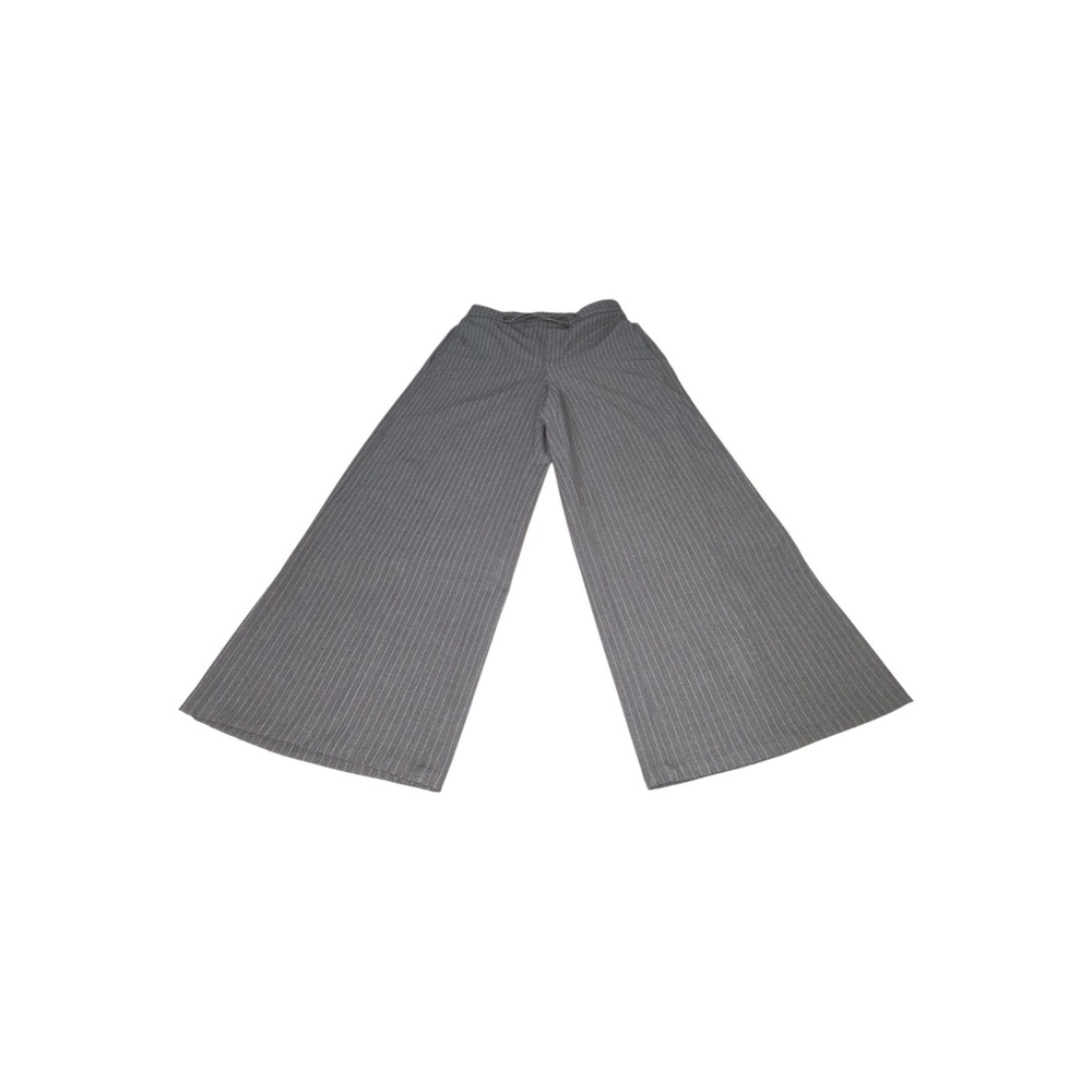 Simply Vera Vera Wang Womens Wide Leg Pinstripe Pants Gray Drawstring Size L